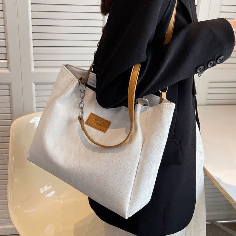 image-Rhombus Pattern Totes Chain Shoulder Bag Women Shopping Bags