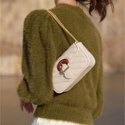 image-Embroidered Thread Chain Design Messenger Bag For Women Big Metal Buckle Shoulder Bag