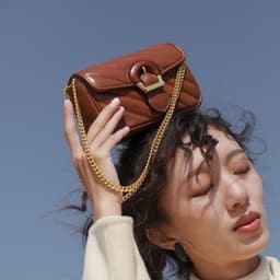 image-Embroidered Thread Chain Design Messenger Bag For Women Big Metal Buckle Shoulder Bag