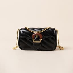 image-Embroidered Thread Chain Design Messenger Bag For Women Big Metal Buckle Shoulder Bag