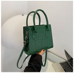 image-Women's Fashion Simple Solid Color Stone Pattern Crossbody Bag