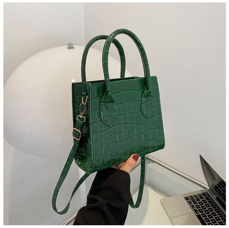 image-Women's Fashion Simple Solid Color Stone Pattern Crossbody Bag