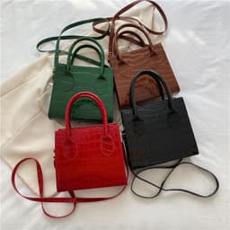 image-Women's Fashion Simple Solid Color Stone Pattern Crossbody Bag