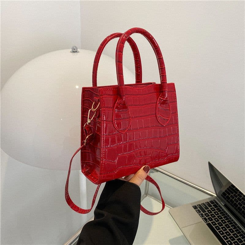 image-Women's Fashion Simple Solid Color Stone Pattern Crossbody Bag