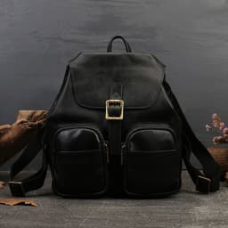 image-New Genuine Leather Retro Large Capacity Women's Backpack
