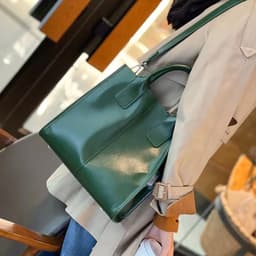 image-Women's Genuine Leather Crossbody Tote Handbag