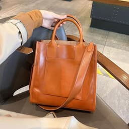 image-Women's Genuine Leather Crossbody Tote Handbag