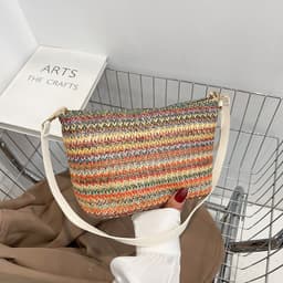 image-Rainbow Horizontal Striped Bucket Bag Popular This Year
