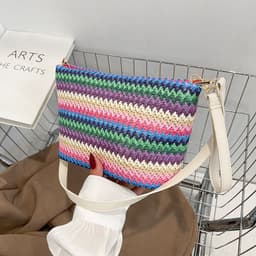 image-Rainbow Horizontal Striped Bucket Bag Popular This Year