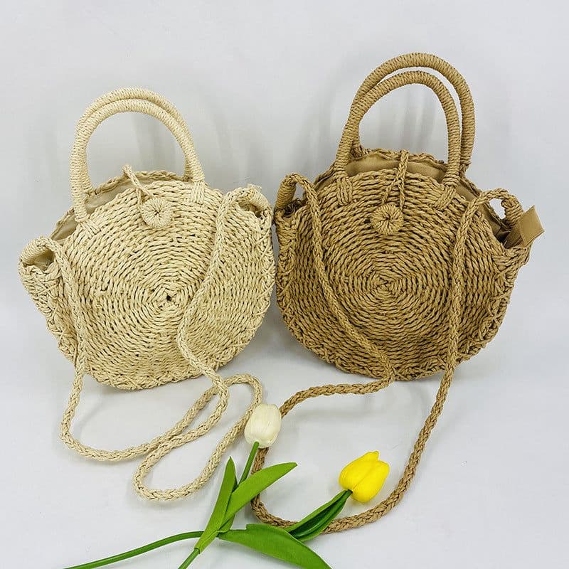 image-Ins Style Shell Retro Large Capacity Women's Straw Bag