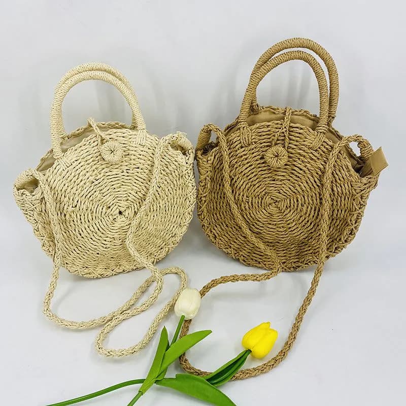 image-Ins Style Shell Retro Large Capacity Women's Straw Bag