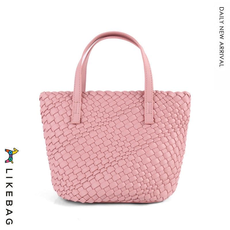 image-Portable Shoulder Crossbody Large Capacity Woven Bag Tote Bag