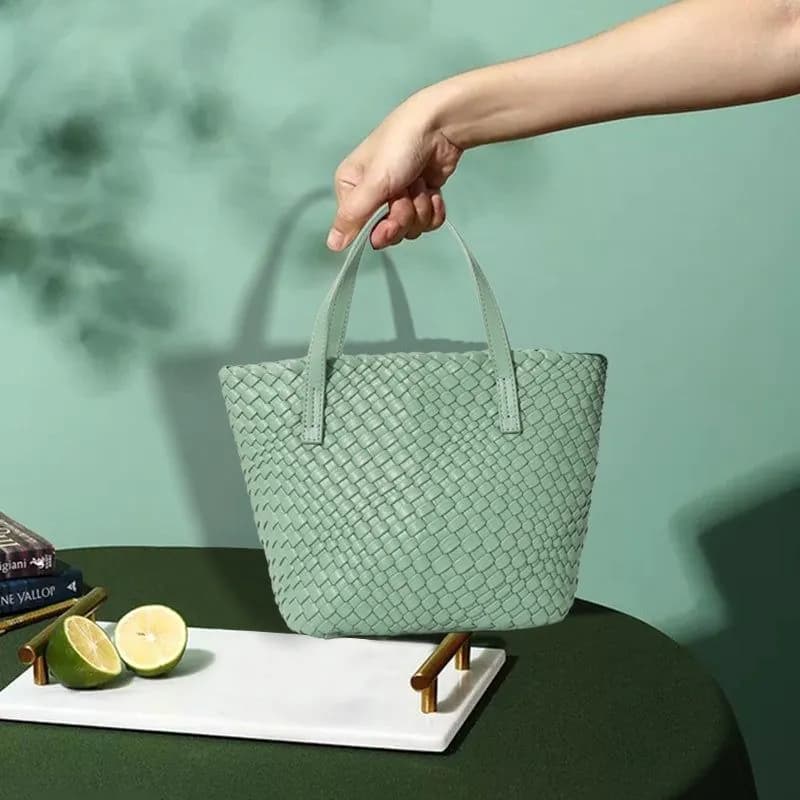 image-Portable Shoulder Crossbody Large Capacity Woven Bag Tote Bag