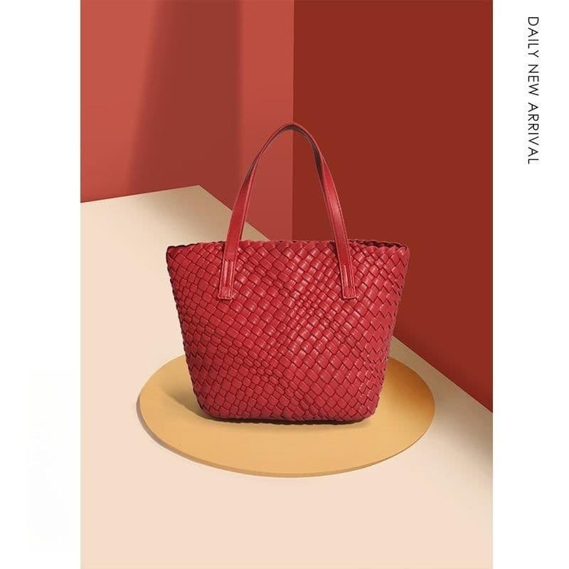 image-Portable Shoulder Crossbody Large Capacity Woven Bag Tote Bag