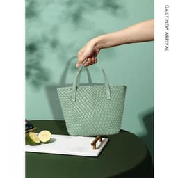 image-Portable Shoulder Crossbody Large Capacity Woven Bag Tote Bag