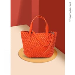 image-Portable Shoulder Crossbody Large Capacity Woven Bag Tote Bag