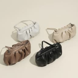 image-Genuine Leather Single Shoulder Pleated Solid Color Dumplings