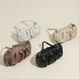 image-Genuine Leather Single Shoulder Pleated Solid Color Dumplings