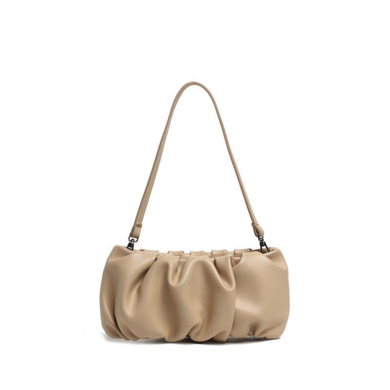 image-Genuine Leather Single Shoulder Pleated Solid Color Dumplings