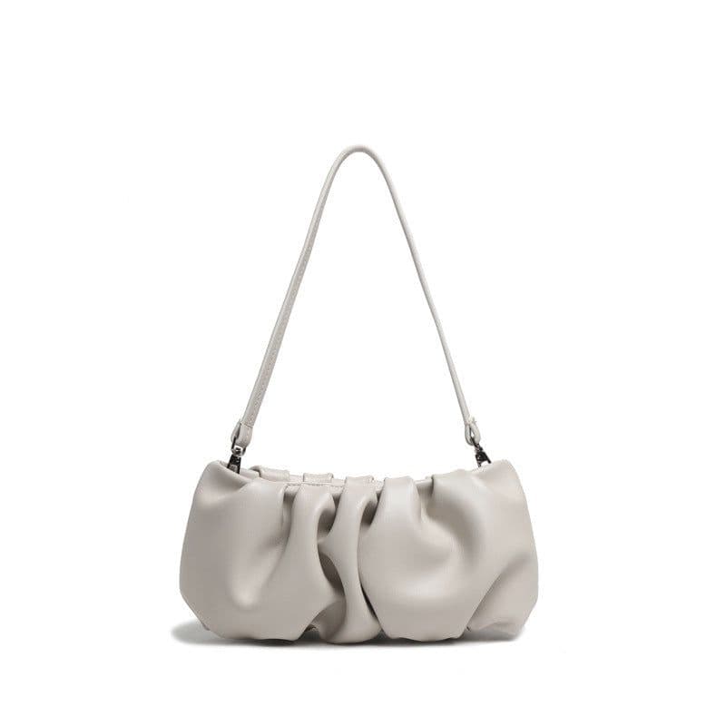 image-Genuine Leather Single Shoulder Pleated Solid Color Dumplings