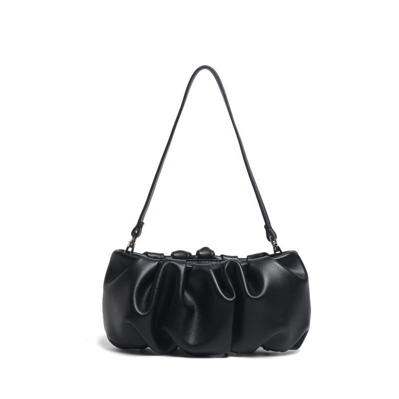 image-Genuine Leather Single Shoulder Pleated Solid Color Dumplings
