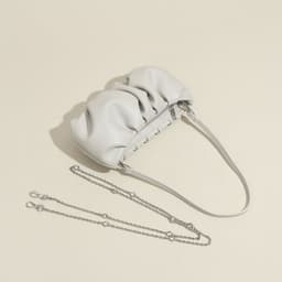 image-Genuine Leather Single Shoulder Pleated Solid Color Dumplings