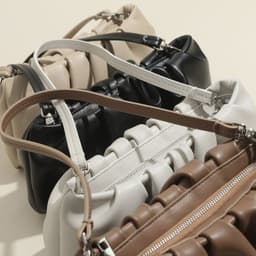 image-Genuine Leather Single Shoulder Pleated Solid Color Dumplings