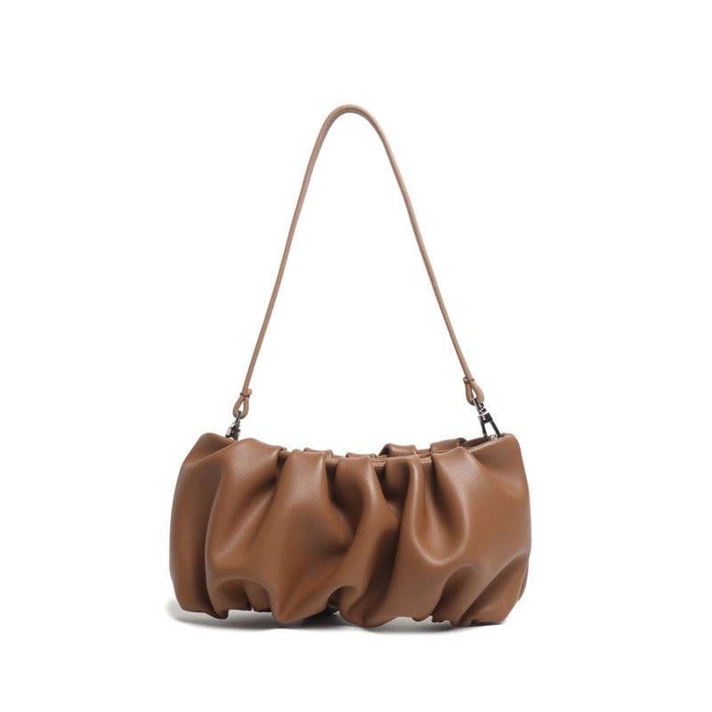image-Genuine Leather Single Shoulder Pleated Solid Color Dumplings