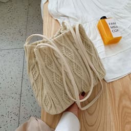 image-Woven Shoulder Bag For Women's Large Capacity Bucket Bag