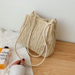 image-Woven Shoulder Bag For Women's Large Capacity Bucket Bag