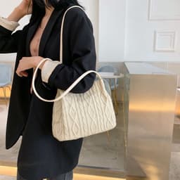 image-Woven Shoulder Bag For Women's Large Capacity Bucket Bag