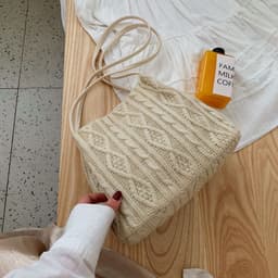 image-Woven Shoulder Bag For Women's Large Capacity Bucket Bag