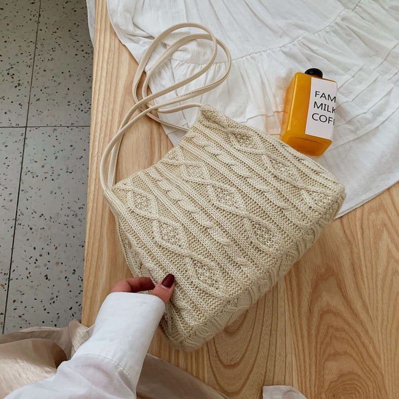 image-Woven Shoulder Bag For Women's Large Capacity Bucket Bag