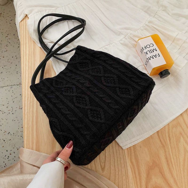 image-Woven Shoulder Bag For Women's Large Capacity Bucket Bag