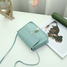 image-Crocodile Pattern Small Square Bag Women's Bag Cosmetic Bag Shoulder Bag