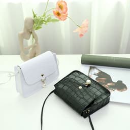 image-Crocodile Pattern Small Square Bag Women's Bag Cosmetic Bag Shoulder Bag