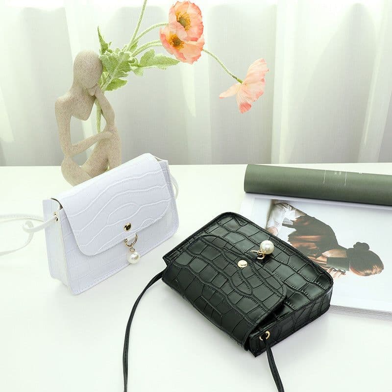 image-Crocodile Pattern Small Square Bag Women's Bag Cosmetic Bag Shoulder Bag