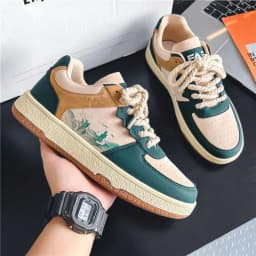 image-Lace-up Casual Shoes Men Soft Thick Sole Fashion Comfortable Breathable Flats Sneakers Student Platform Outdoor Walking Shoes