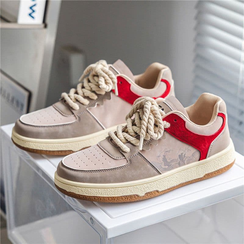 image-Lace-up Casual Shoes Men Soft Thick Sole Fashion Comfortable Breathable Flats Sneakers Student Platform Outdoor Walking Shoes