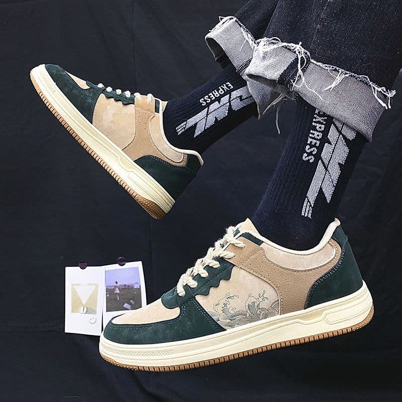 image-Lace-up Casual Shoes Men Soft Thick Sole Fashion Comfortable Breathable Flats Sneakers Student Platform Outdoor Walking Shoes
