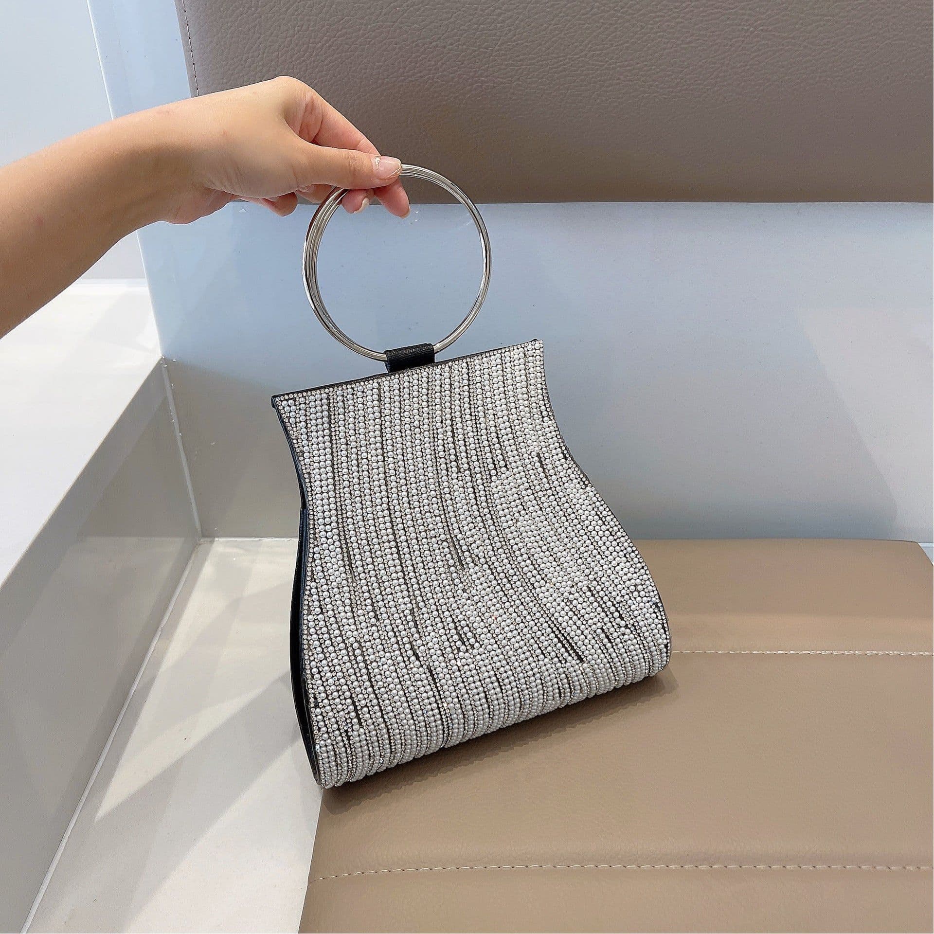 image-Shoulder Rhinestone Ring Crossbody Bag