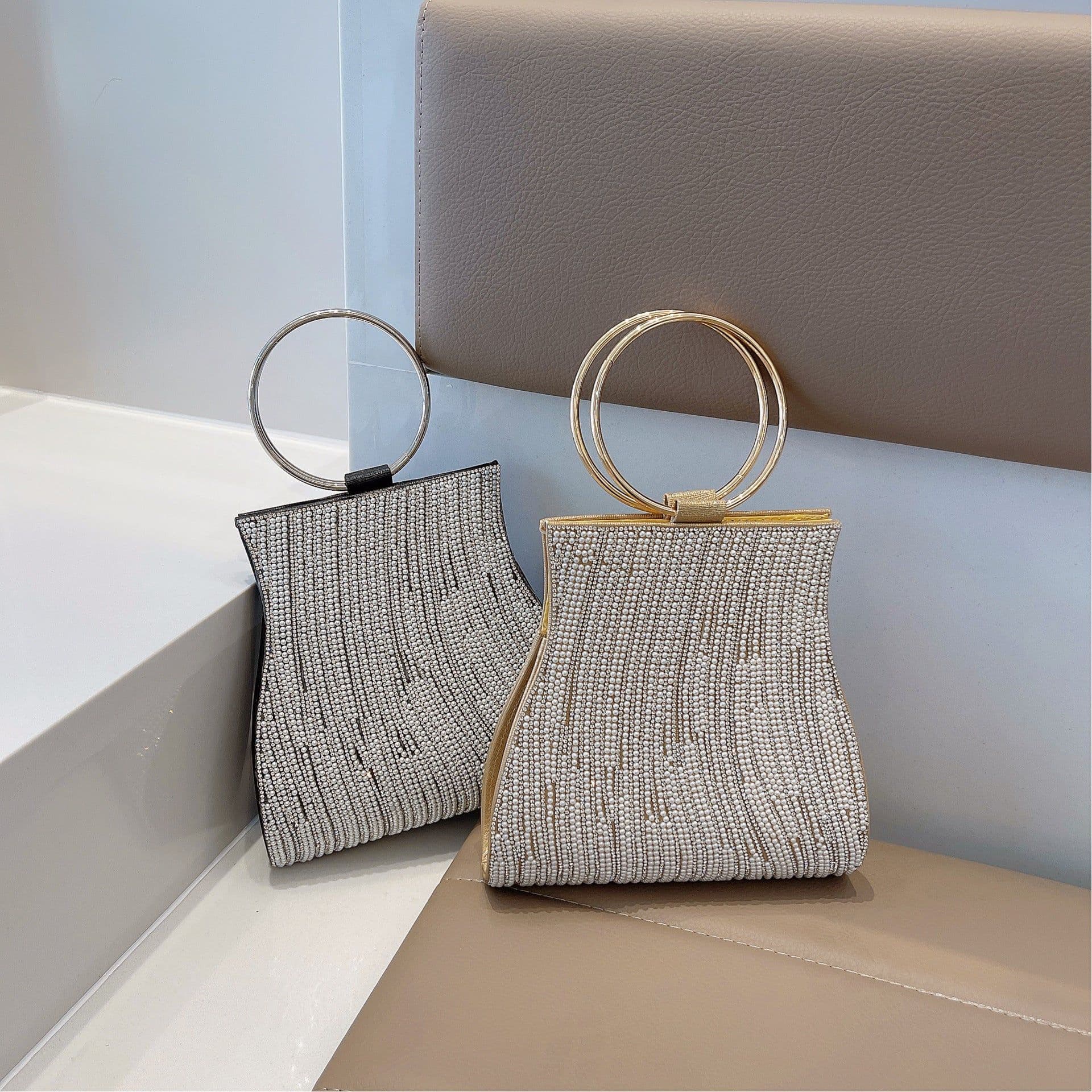 image-Shoulder Rhinestone Ring Crossbody Bag