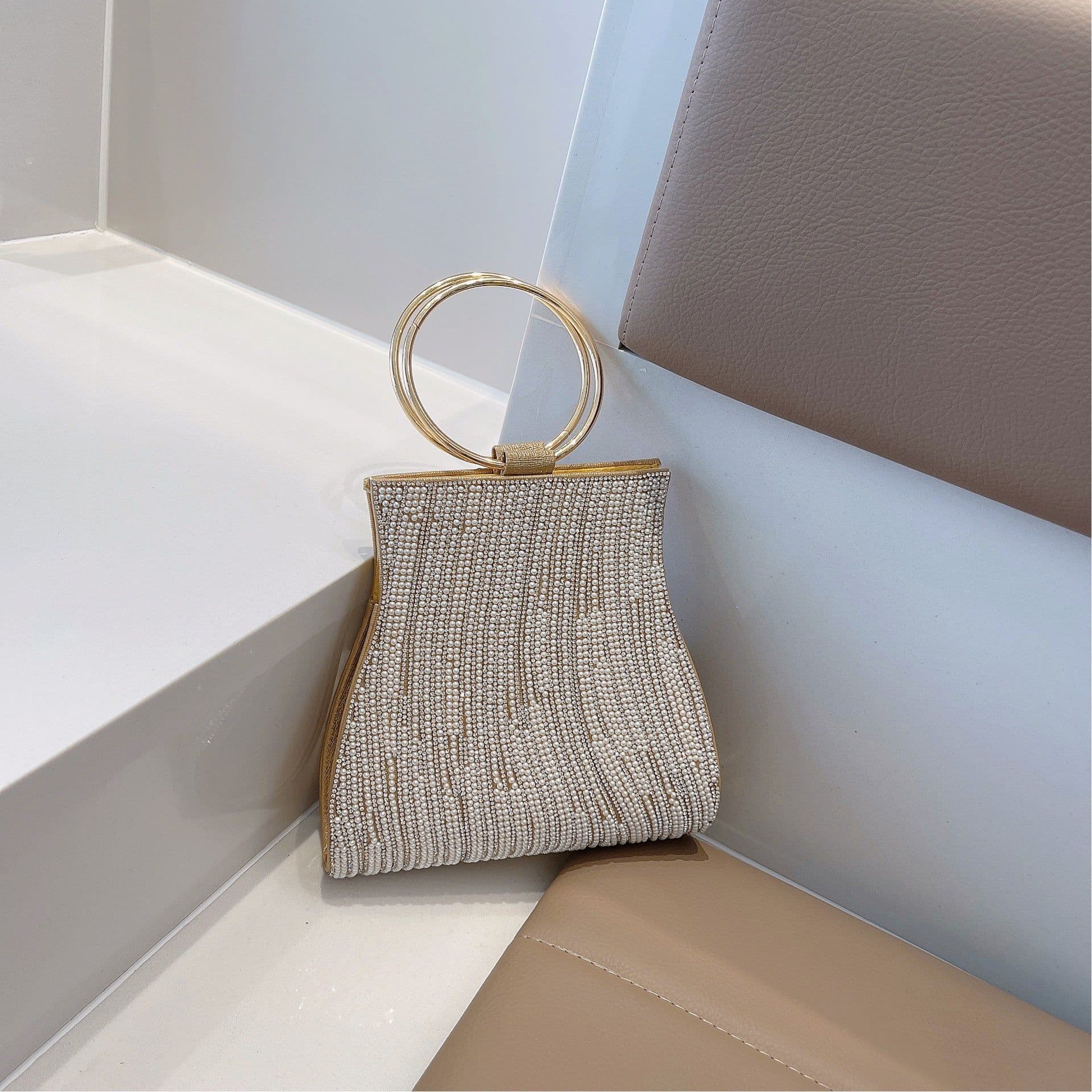 image-Shoulder Rhinestone Ring Crossbody Bag