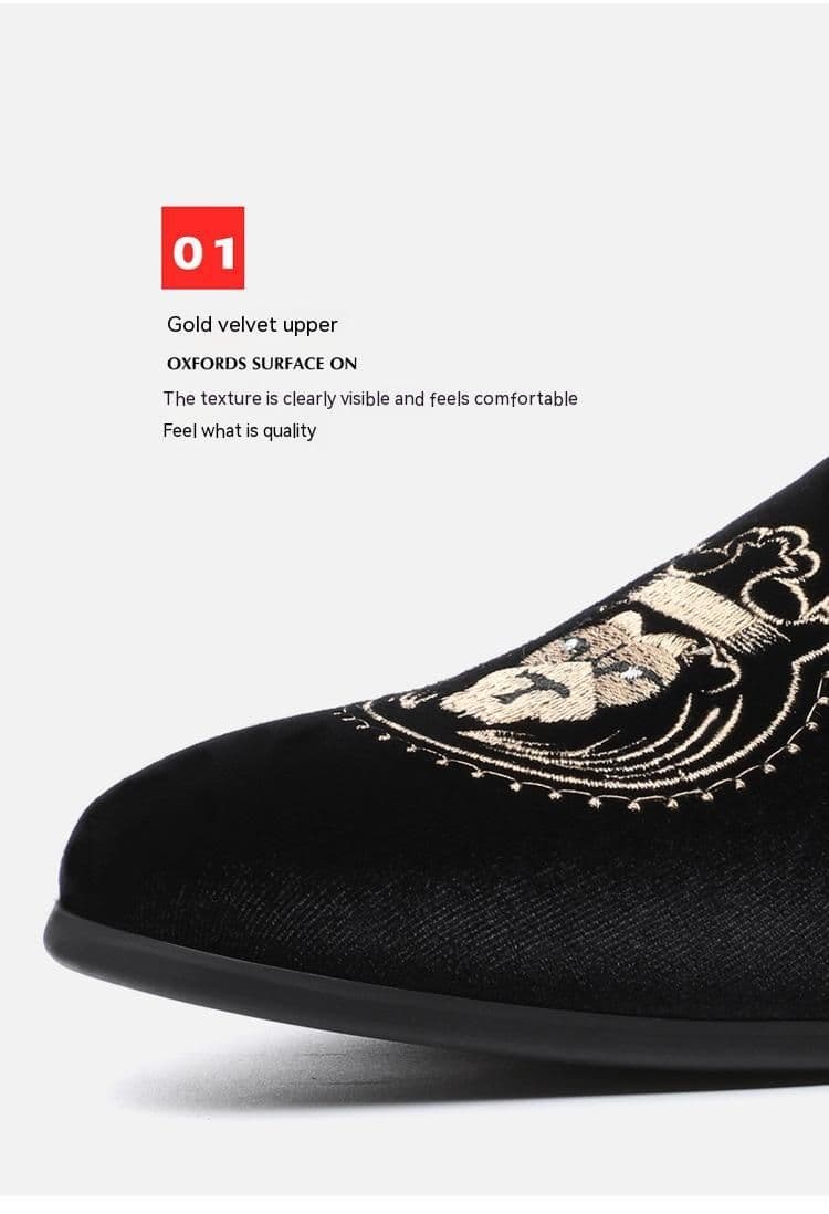 image-British Breathable Tods Casual Shoes Men's Trendy Embroidered Leather Shoes