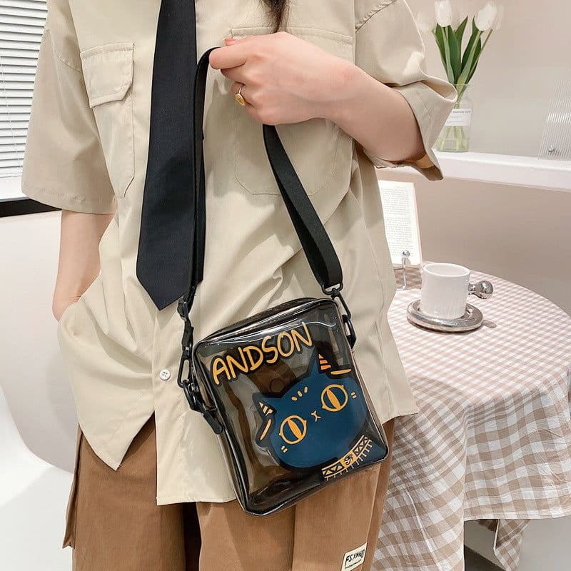 image-One-shoulder PVC Simple Trendy Crossbody Transparent Shoulder Bag