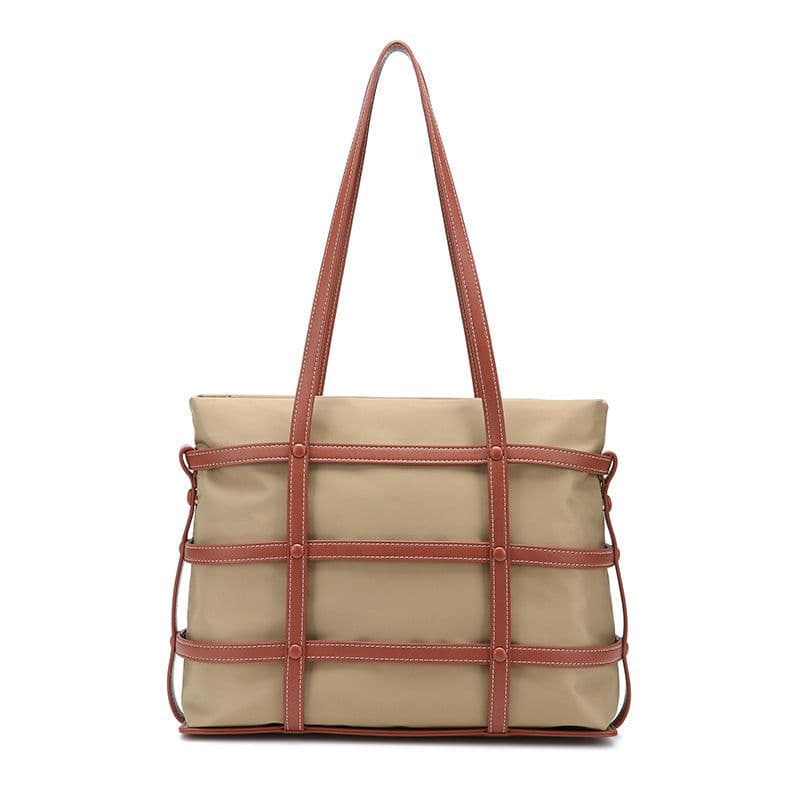 image-Woven Large Capacity Nylon Handbag