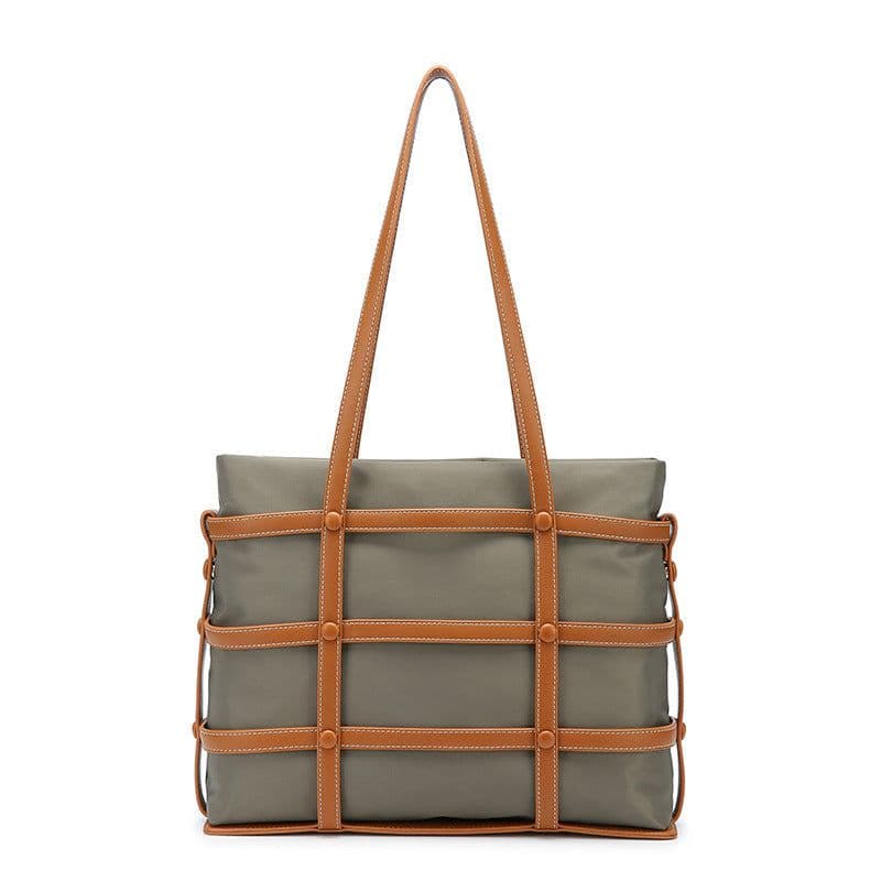 image-Woven Large Capacity Nylon Handbag