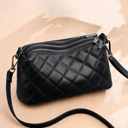 image-Women's Shoulder Bag Soft Leather Multi-layer Large Capacity Zipper Genuine Leather Messenger Bag
