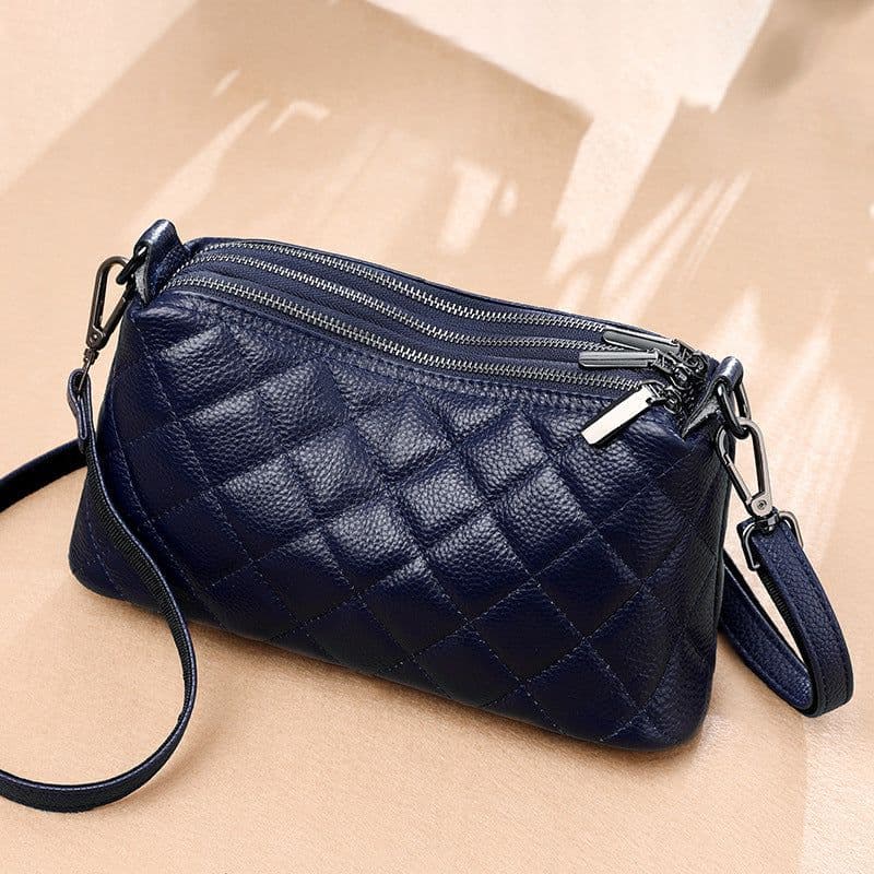image-Women's Shoulder Bag Soft Leather Multi-layer Large Capacity Zipper Genuine Leather Messenger Bag