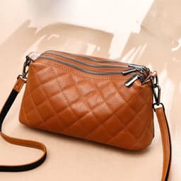 image-Women's Shoulder Bag Soft Leather Multi-layer Large Capacity Zipper Genuine Leather Messenger Bag